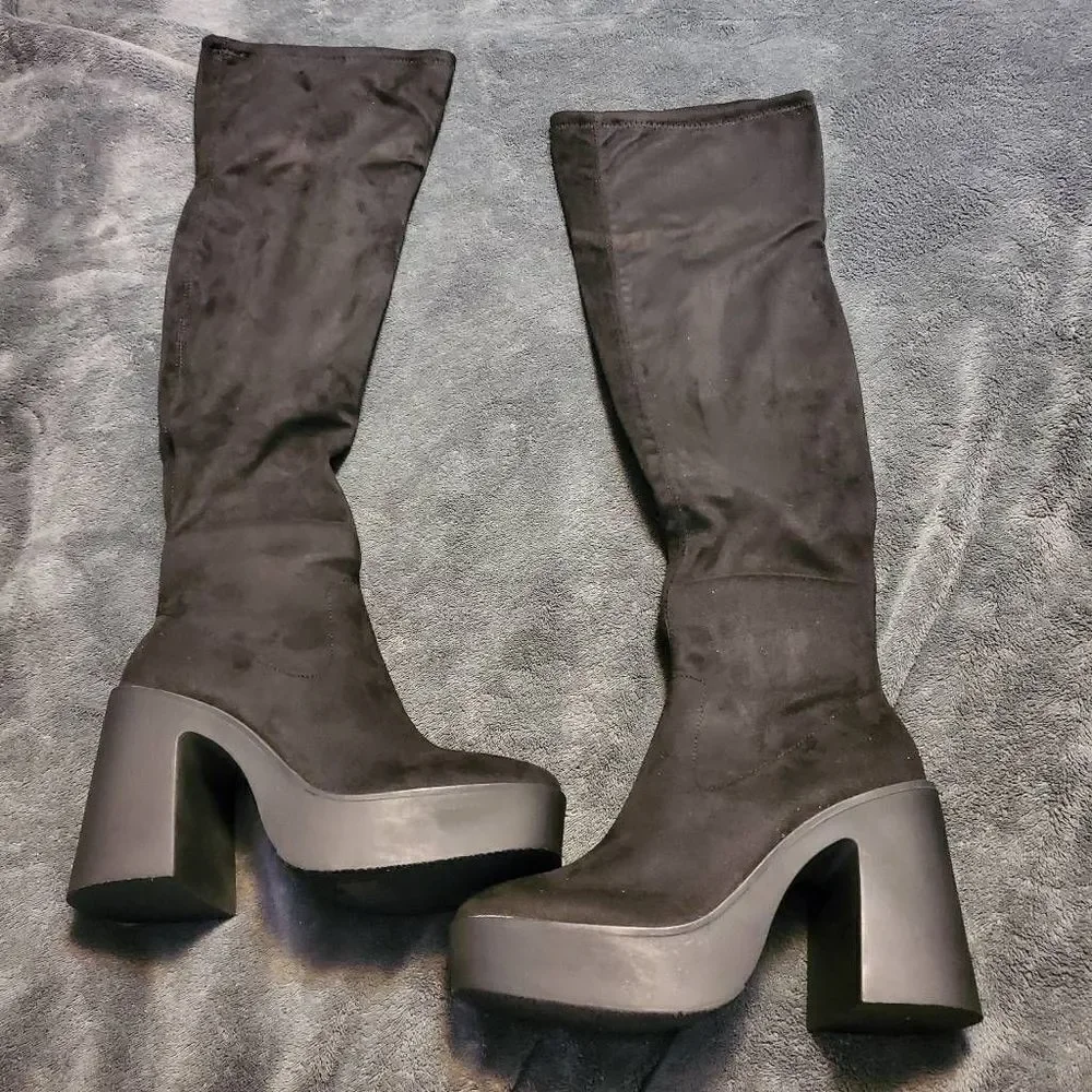 Dolls Kill Three Letter Word Goth Emo Knee High Platform Boot Sz 7
